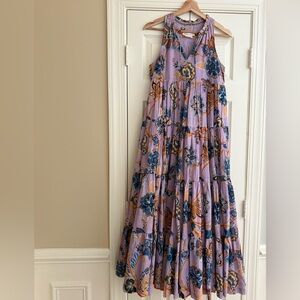 Anthropologie Purple Floral Maxi Dress XS